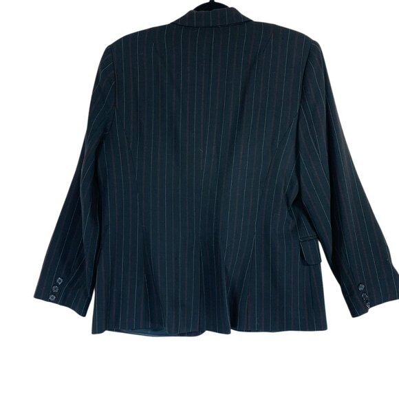 wool blend 2 piece set pinstripe womens suit blazer sz12 pants SZ 8 LOUBEN - Picture 3 of 16